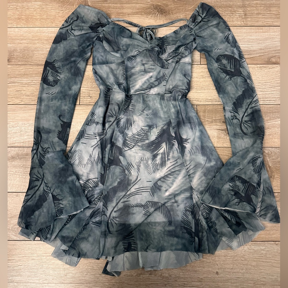Gray and Black Sheer Dress